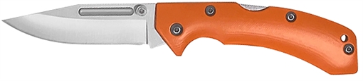 Picture of AccuSharp Lockback 3" Folding Clip Point Plain Stainless Steel Blade/Blaze Orange G10 Handle Includes Allen Wrench 712C