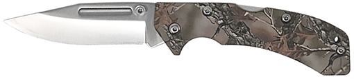 Picture of AccuSharp Lockback 3" Folding Clip Point Plain Stainless Steel Blade/Camo G10 Handle Includes Allen Wrench 713C
