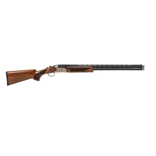 Picture of Pointer Acrius 20 Gauge with 28" Black O/U Barrel, 3" Chamber, 2rd Capacity, Nickel Engraved Metal Finish & Turkish Walnut Stock Right Hand (Full Size) Includes 5 Chokes KAR2028