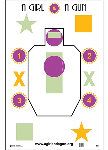 Picture of Action Target Training A Girl & A Gun IDPA Silhouette Paper 23" x 35" Multi-Color 100 Per Box AGG100