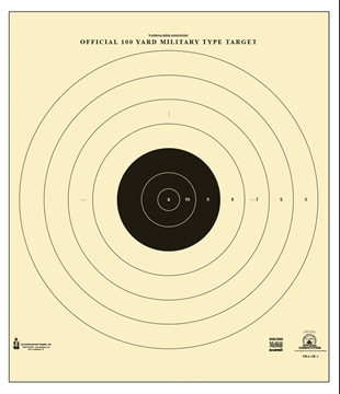 Picture of Action Target Sighting Military Bullseye Tagboard Hanging 100 yds 21" x 21" Black/White 100 Per Box SR1100