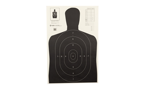 Picture of Action Target B-27E Economy Target, Black Silhouette Cut Off Below Ring 7, 23"x35", 100 Per Box B-27EBLACK-100 B27EBLACK100