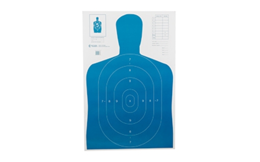 Picture of Action Target B-27E Economy Target, Blue Silhouette Cut Off Below Ring 7, 23"x35", 100 Per Box B-27EBLUE-100 B27EBLUE100