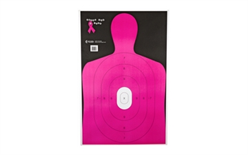 Picture of Action Target B-27E Shoot For The Cure Breast Cancer Target, Pink Silhouette Cut Off Below Ring 7, 23"x35", 100 Per Box B-27E-NPT-100