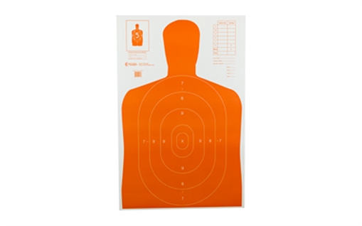 Picture of Action Target B-27E Economy Target, Orange Silhouette Cut Off Below Ring 7, 23"x35", 100 Per Box B-27EORANGE-100 B27EORANGE