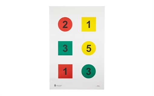 Picture of Action Target DT-4A, Discretionary Command Training Target, Black/Blue/Red/Yellow, 23"x35", 100 Per Box DT-4A-100 DT4A100