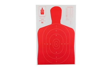 Picture of Action Target  Qualification High Visibility Fluorescent Silhouette Paper 23" x 35" Red/White 100 Per Box  B-27E-RD-100