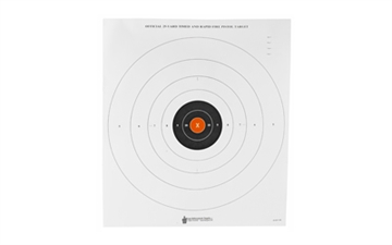 Picture of Action Target B-8, 25-Yard Timed And Rapid Fire Target, Black With Orange Center X-Ring, 21"x24", 100 Per Box B-8(P)OC-100 B8POC100