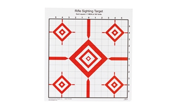 Picture of Action Target SI-13, Advanced Rifle Sighting Target, 1.047 Inch Grid Pattern, Black/Red, 14"x15", 100 Per Box SI-13-100 SI13100