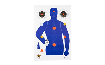 Picture of Action Target SSO-99, Sheriff's Office Sarasota Co. (FL) Modifies B21E Target With Vital Anatomy, Blue/Red/Gold/Black, 23"x35", 100 Per Box SSO-99-100 SSO99100