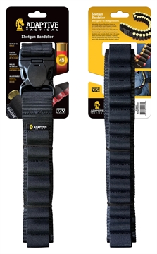 Picture of ADAPTIVE TACTICAL Shotgun Bandolier 45rd Black Nylon Reinforced, Non-Slip Elastic Loops Fully Adj. Fit AT06401