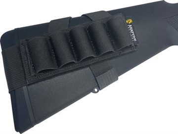 Picture of ADAPTIVE TACTICAL Stock Mounted Shell Carrier 5rd Shotshells Removable Black Nylon Non Slip Loops Adj. Stock Fit AT06400