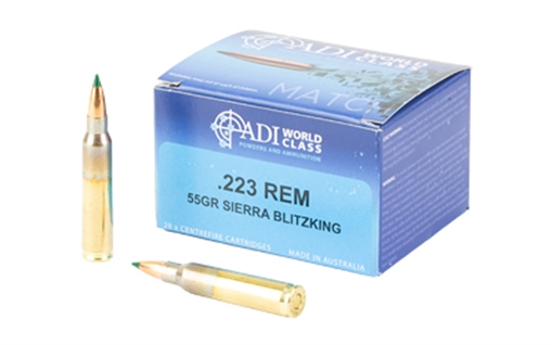Picture of ADI World Class Ammunition Match, Sierra BlitzKing Boat-Tail, .223 Remington, 55 Grain, Brass Cased, 20 Round Box ADI9332153003166