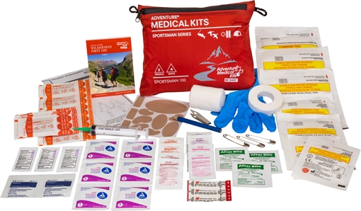 Picture of Adventure Medical Kits Sportsman 100 Medical Kit Treats Injuries/Illnesses Waterproof Red 01050100