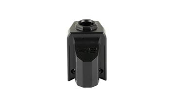 Picture of Agency Arms 419 Compensator, Features 2 Vertical Ports, Fits Sig Sauer P320, Includes Two Set Screws with an Allen Wrench and a vial of Thread Locker, Matte Finish, Black, Compatible with Agency Arms or Syndicate Slides for the P320 Only 419-BLK