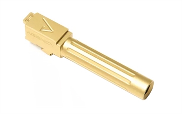 Picture of Agency Arms Mid Line Barrel, 9MM, Titanium Nitride Finish, Gold, Fluted, Fits Glock 19 Gen 5 MLG19G5FTiN