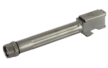 Show details for Agency Arms Mid Line Barrel, 9MM, Black Nitride Finish, Threaded And Fluted, Fits Glock 17 MLG17T/FDLC Picture of Agency Arms Mid Line Barrel, 9MM, Black Nitride Finish, Threaded And Fluted, Fits Glock 17 MLG17T/FDLC