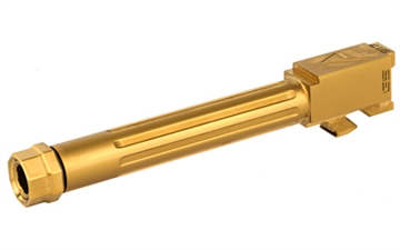 Picture of Agency Arms Mid Line Barrel, 9MM, Titanium Nitride Finish, Threaded And Fluted, Fits Glock 17 Gen 5 MLG17G5T-FTIN