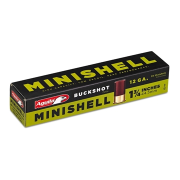 Picture of Aguila Ammunition Minishell 12ga Buckshot 1.75 inch Shotgun Shells - 1Buck 5/8oz 1200 fps 20rd Box 1CHB1288
