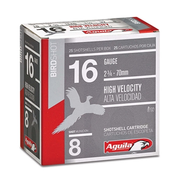 Picture of Aguila Ammunition 16ga Birdshot 2.75 inch Shotgun Shells - #8 Shot 1-1/8oz 1240 fps 1CHB1608