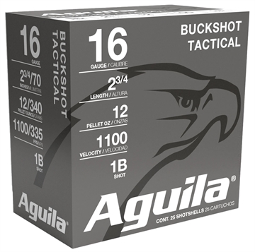 Picture of Aguila Buckshot High Velocity 16Gauge 2.75" 1 1/8oz 1Buck Shot 25 Per Box/10 Case 1C1601BA