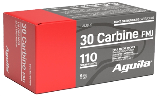 Picture of Aguila Target & Range 30Carbine 110gr Full Metal Jacket 50 Per Box/20 Case 1E302110
