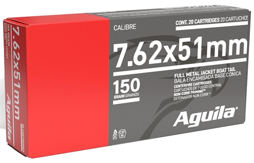 Picture of Aguila Target & Range Rifle 7.62x51mm NATO 150gr Full Metal Jacket Boat Tail 20 Per Box/25 Case 1E762110