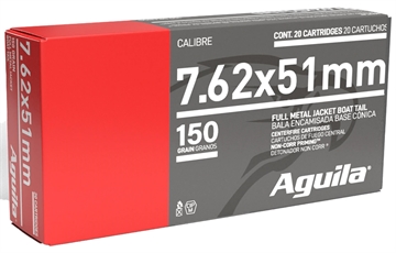 Picture of Aguila Target & Range Rifle 7.62x51mm NATO 150gr Full Metal Jacket Boat Tail 20 Per Box/25 Case 1E762110
