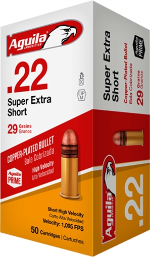 Picture of Aguila Ammunition .22 Short HV Rifle Ammo - 29 Grain | Copper Plated Solid Point | 1000rd Case 1B220110