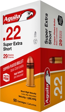 Picture of Aguila Ammunition .22 Short HV Rifle Ammo - 29 Grain Copper Plated Solid Point 1000rd Case 1B220110