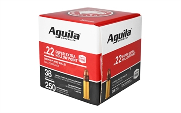 Picture of Aguila Super Extra Rimfire 22LR 38gr Copper Plated Hollow Point 250 Per Box/8 Case 1B221103