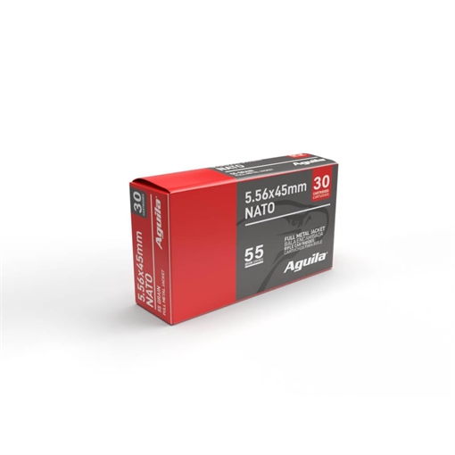 Picture of Aguila 5.56mm NATO Rifle Ammunition 5.56mm 55 Grain FMJ 3164 fps 2250/ct Case (75-30/ct Boxes) 1E556155C