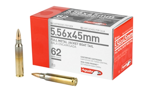 Picture of Aguila Target & Range Rifle 5.56x45mm NATO 62gr Full Metal Jacket Boat Tail 50 Per Box/20 Case 1E556110