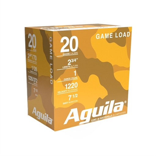 Picture of Aguila Ammunition 20ga Birdshot 2.75 inch Shotgun Shells - #7.5 Shot | 1oz | 1220 fps | 25rd Box 1CHB2007