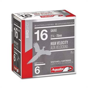 Picture of Aguila Ammunition 16ga Birdshot 2.75 inch Shotgun Shells - #6 Shot 1-1/8oz 1240 fps 25rd Box 1CHB1606