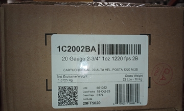 Picture of Aguila Ammunition 20ga Buckshot 2.75 inch Shotgun Shells - 2Buck 1oz 1220 fps 250rd Case 1C2002BA