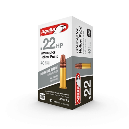 Picture of Aguila Ammunition .22 LR Interceptor Rifle Ammo - 40 Grain | Copper Plated Hollow Point 1B220321 -