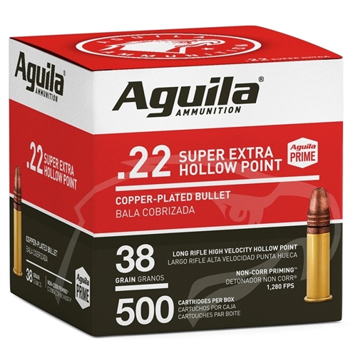 Picture of Aguila Ammunition .22 LR Super Extra Rifle Ammo - 38 Grain | Copper Plated Hollow Point | 500rd Box 1B221118