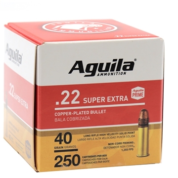 Picture of Aguila Ammunition .22 LR Super Extra Rifle Ammo - 40 Grain Copper Plated Solid Point 2000rd Case 1B221100