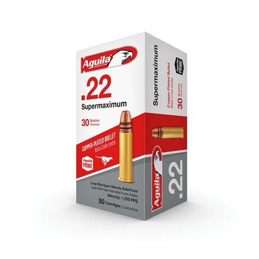 Picture of Aguila Ammunition .22 LR Super Max Rifle Ammo - 30 Grain | Copper Plated Solid Point 1B220298 -