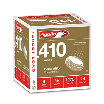 Picture of Aguila Ammunition .410 Birdshot 2.5 inch Shotgun Shells - #9 Shot 1/2oz 1275 fps 25rd Box 1CHB4139