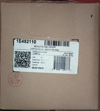 Picture of Aguila Ammunition .45 Auto Handgun Ammo - 230 Grain FMJ 1000rd Case 1E452110