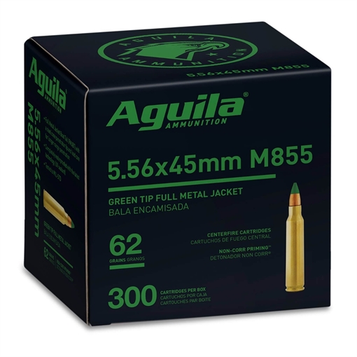 Picture of Aguila Ammunition 5.56NATO Rifle Ammo - 62 Grain | FMJ Green Tip | 1200rd Case 1E556125