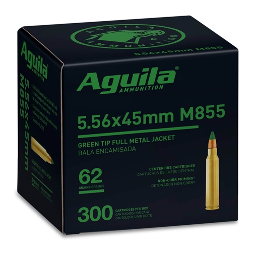 Picture of Aguila Ammunition 5.56NATO Rifle Ammo - 62 Grain | FMJ Green Tip 1E556125