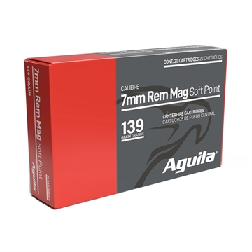 Picture of Aguila Ammunition 7mm Remington Magnum Rifle Ammo - 139 Grain Soft Point 20rd Box 80591AG