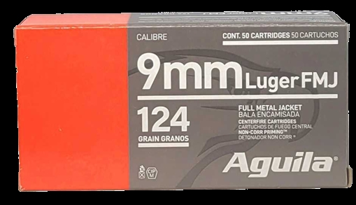 Picture of Aguila Ammunition 9mm Luger Handgun Ammo - 124 Grain | FMJ | 50rd Box 1E092110