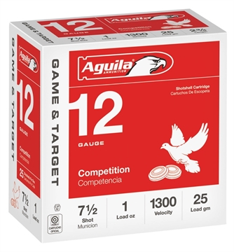 Picture of Aguila Ammunition Competition 12ga Birdshot 2.75 inch Shotgun Shells - #7.5 Shot 1oz 1300 fps 25rd Box 1CHB1327