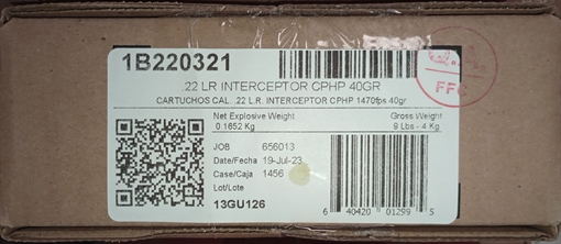Picture of Aguila Ammunition .22 LR Interceptor Rifle Ammo - 40 Grain | Copper Plated Hollow Point | 1000rd Case 1B220321