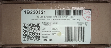 Picture of Aguila Ammunition .22 LR Interceptor Rifle Ammo - 40 Grain Copper Plated Hollow Point 1000rd Case 1B220321