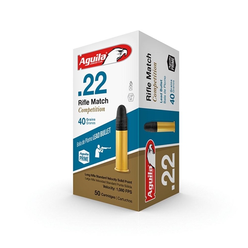 Picture of Aguila Match Rifle Rimfire Ammunition .22 LR 40 gr LRN 1080 fps 50/ct 1B220518